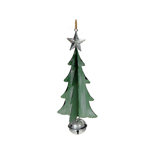 Metal 3D Tree With Bell Ornament (10.25") - Set of 4