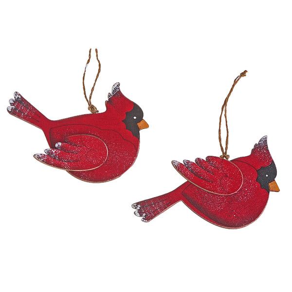 Wooden Cardinal Ornament (Asstd) - Set of 12