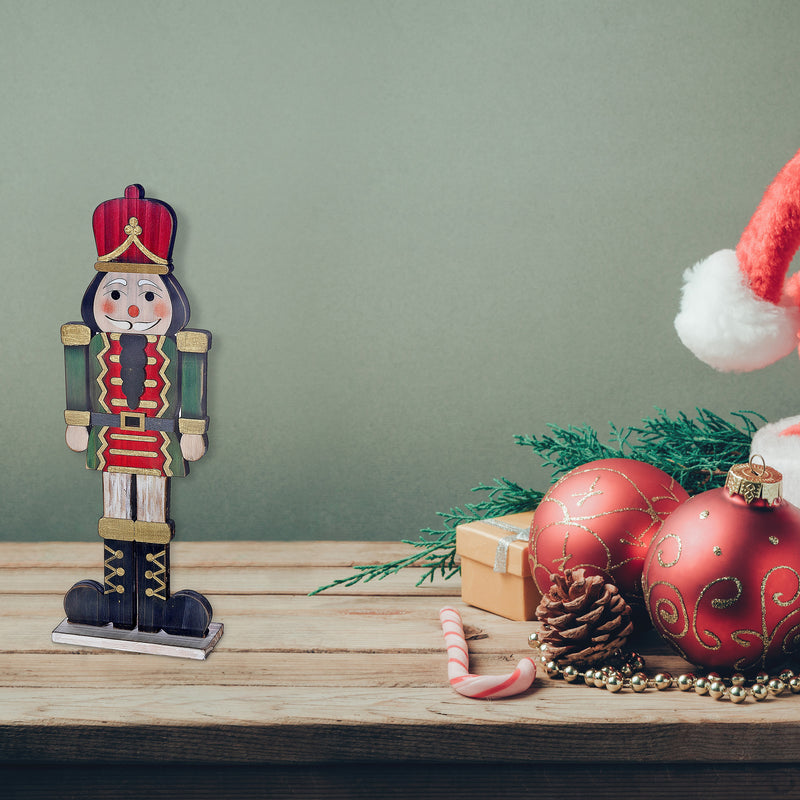 Christmas Wooden Nutcracker On Stand Red Hat