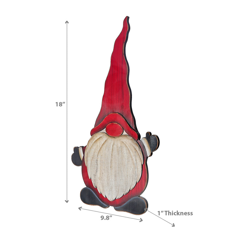 Christmas Wooden Waving Gnome On Stand 18"