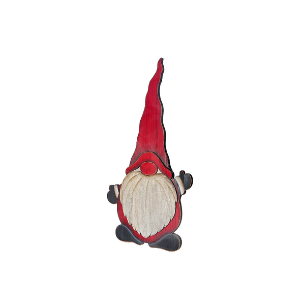 Christmas Wooden Waving Gnome On Stand 18"