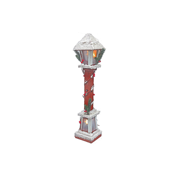 Led Snow Covered Red Wooden Lamp Post (24)")
