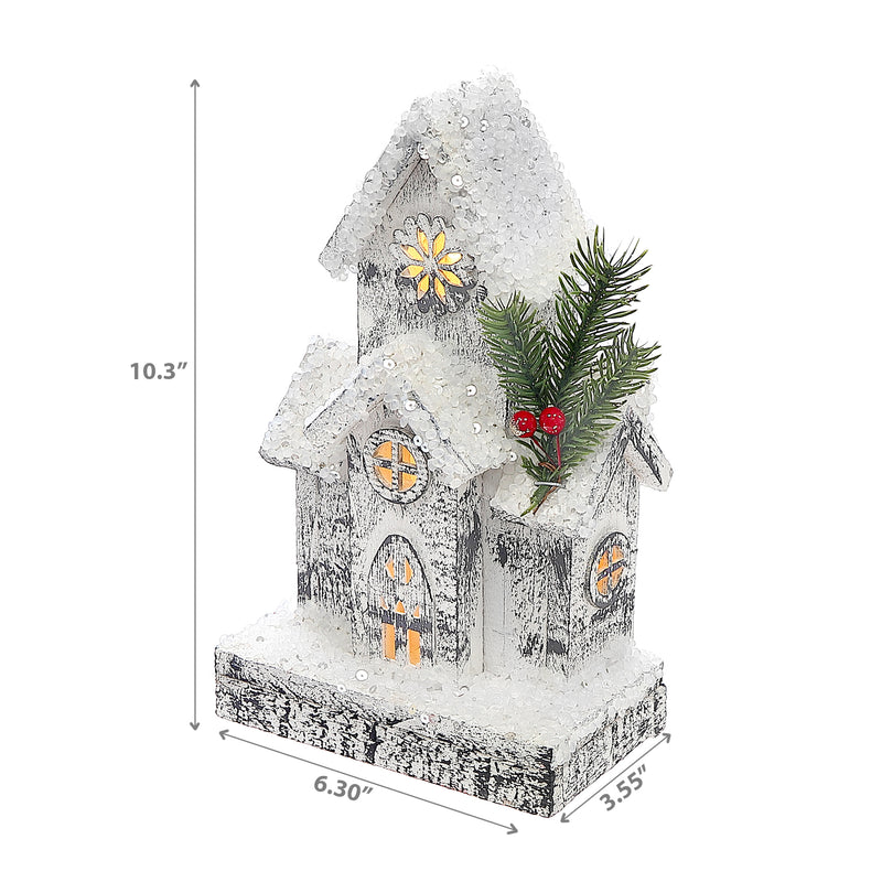 Christmas Led Snow Covered House 10.3"