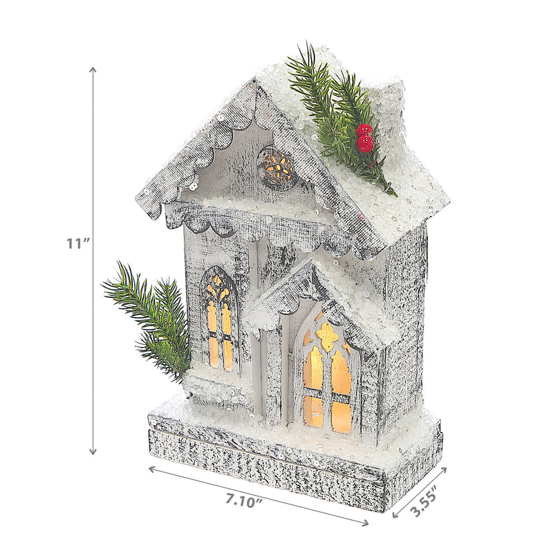 Christmas Led Snow Covered House 11"