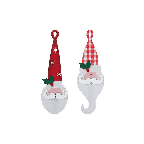 Christmas Mdf Santa Head Hanger  - Set of 2