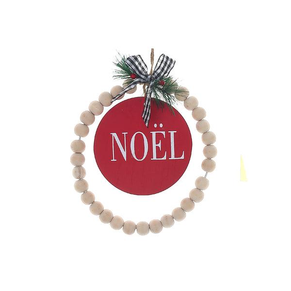Christmas Ornament With Beaded Hoop Noel