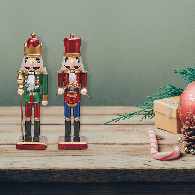 Christmas Wooden Nutcracker Figurine  10" - Set of 2