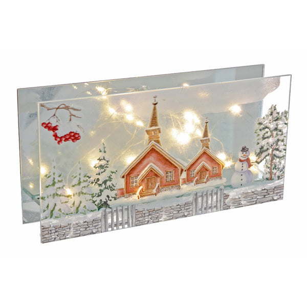 Rect. Led Painted Glass Stand (Church) - Set of 2