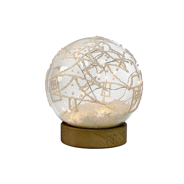 Christmas Led Glass Globe On Stand Snowy Tree