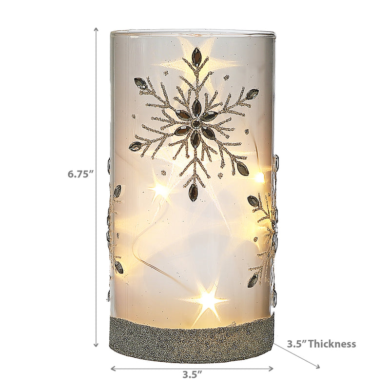 Christmas Led Glass Stand Gem Snowflake 6.75"