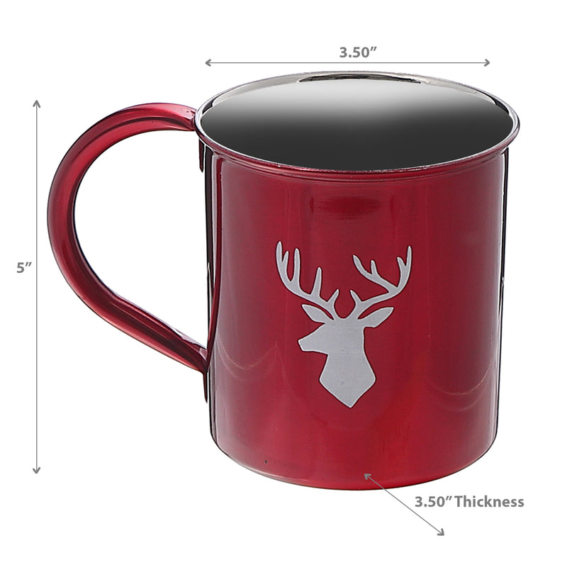 Christmas Stainless Steel Mug With Printing Reindeer - Set of 2