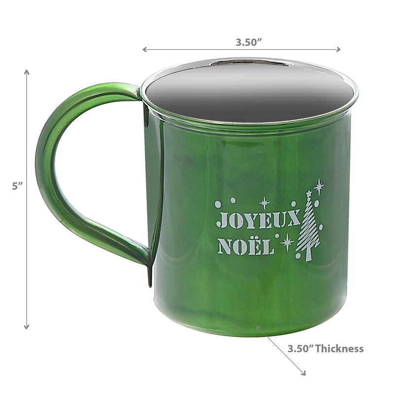 Christmas Stainless Steel Mug With Printing Joyeux Noel - Set of 2
