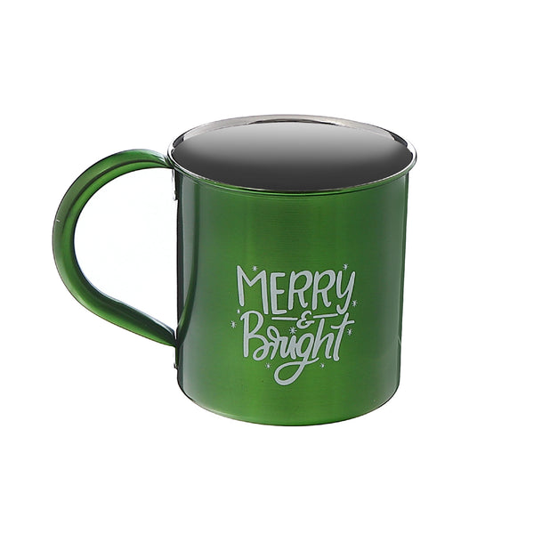 Christmas Stainless Steel Mug With Printing Merry & Bright - Set of 2