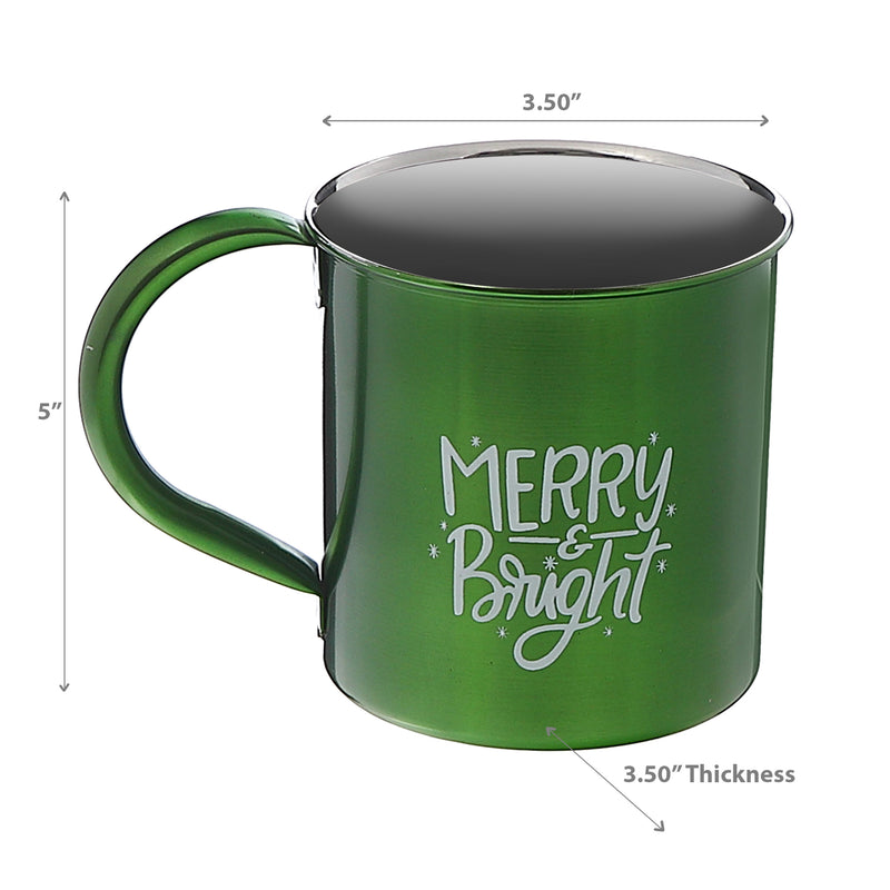 Christmas Stainless Steel Mug With Printing Merry & Bright - Set of 2