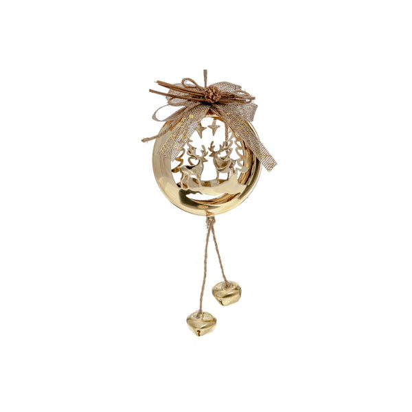Metal Round Tree Ornament (Gold) - Set of 6