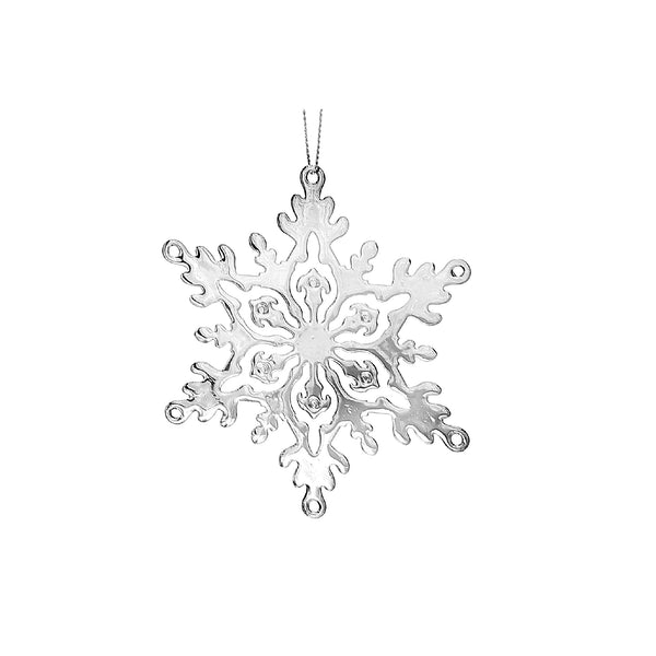 Christmas Flat Silver Metal Ornament Snowflake - Set of 12
