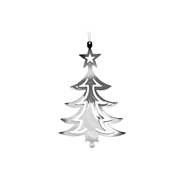 Christmas Flat Silver Metal Ornament Tree - Set of 12