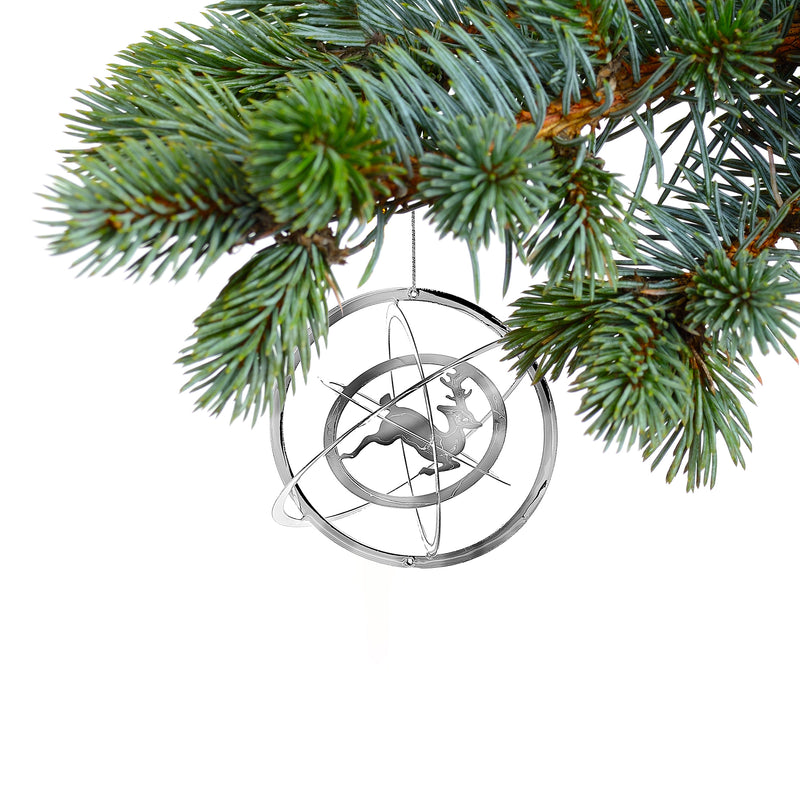 Christmas 3D Silver Metal Ornament Single Reindeer - Set of 12