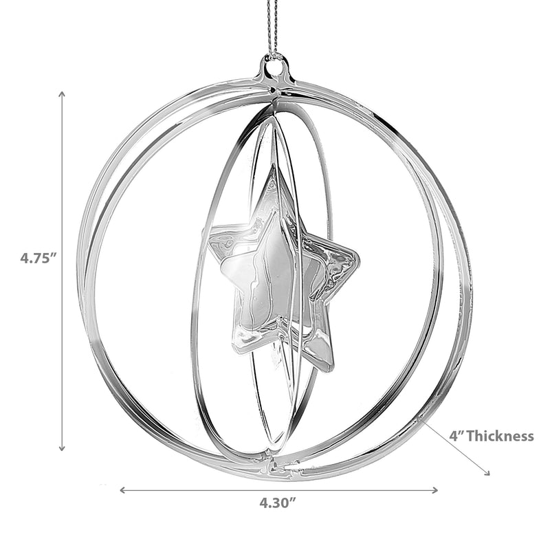 Christmas Spinning Silver Metal Ornament Star - Set of 12