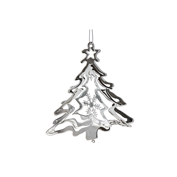 Christmas Spinning Silver Metal Ornament Tree - Set of 12