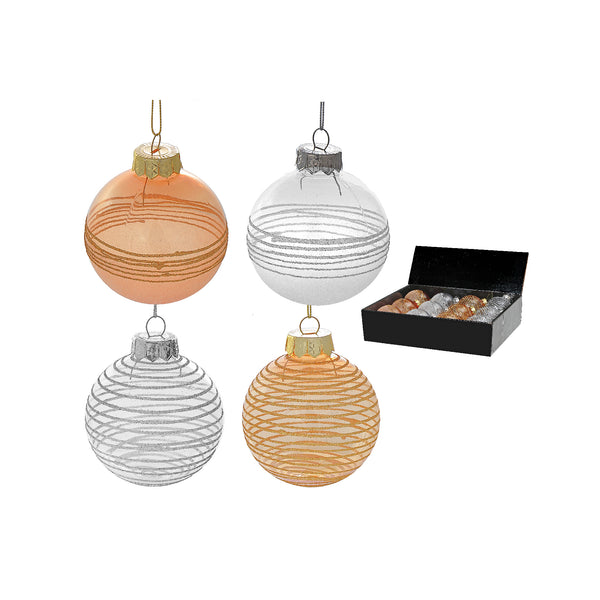 Christmas Glitter Stripes Ornament   - Set of 12