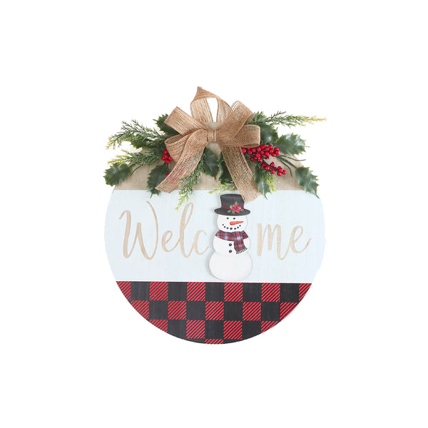 Ornament Wall Hanger With Garland (Welcome Snowman)