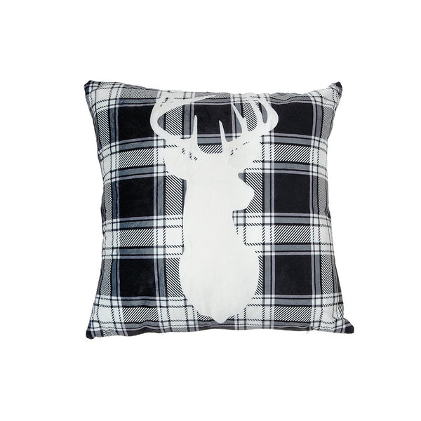 Led Velvet Cushion (White Buffalo Reindeer) (18 X 18) - Set of 2