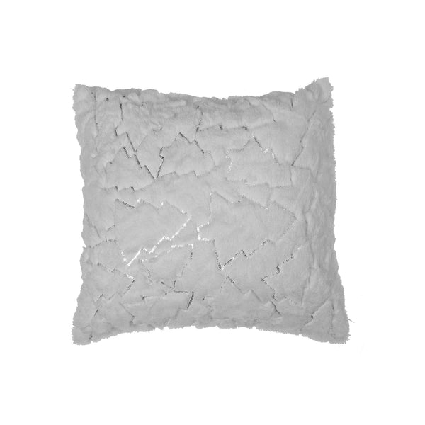 Sequined Tree Fleece Cushion (White) - Set of 2