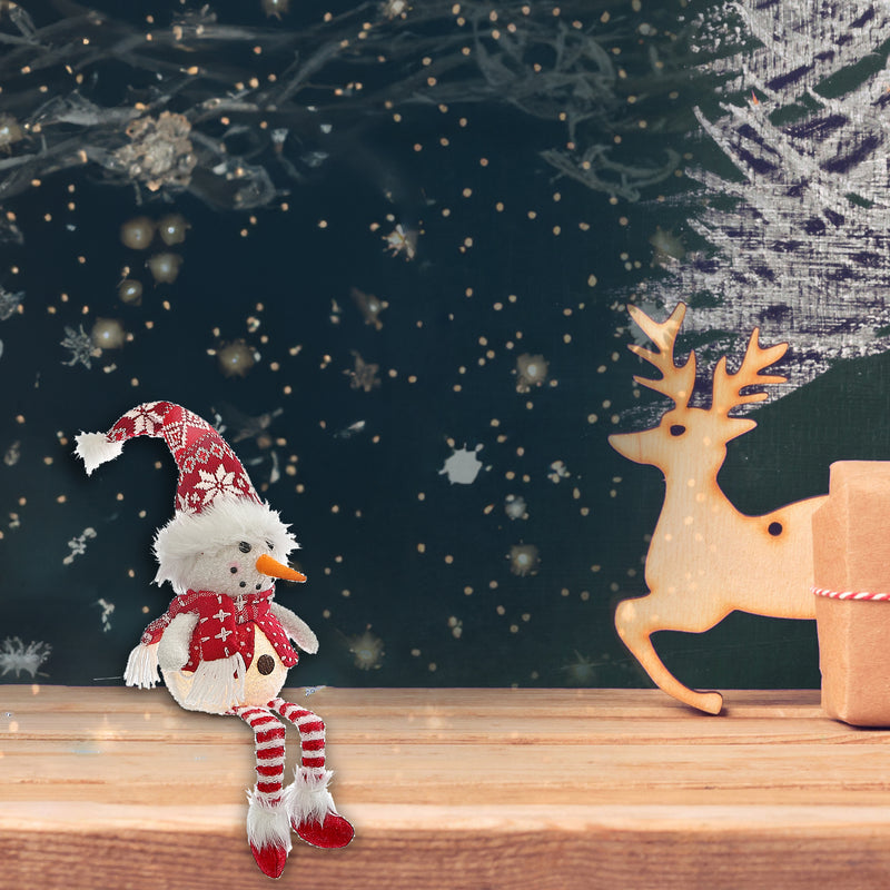 Christmas Led Red Toque Snowman Shelf Dangler