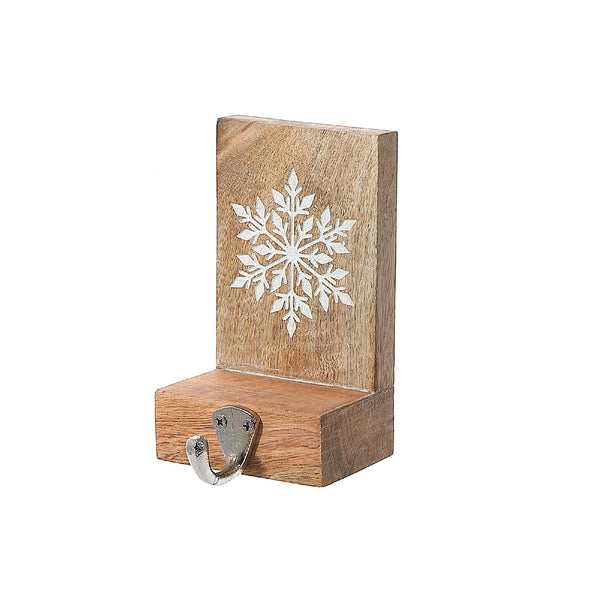 Christmas Etched Wood Stocking Holder Snowflake