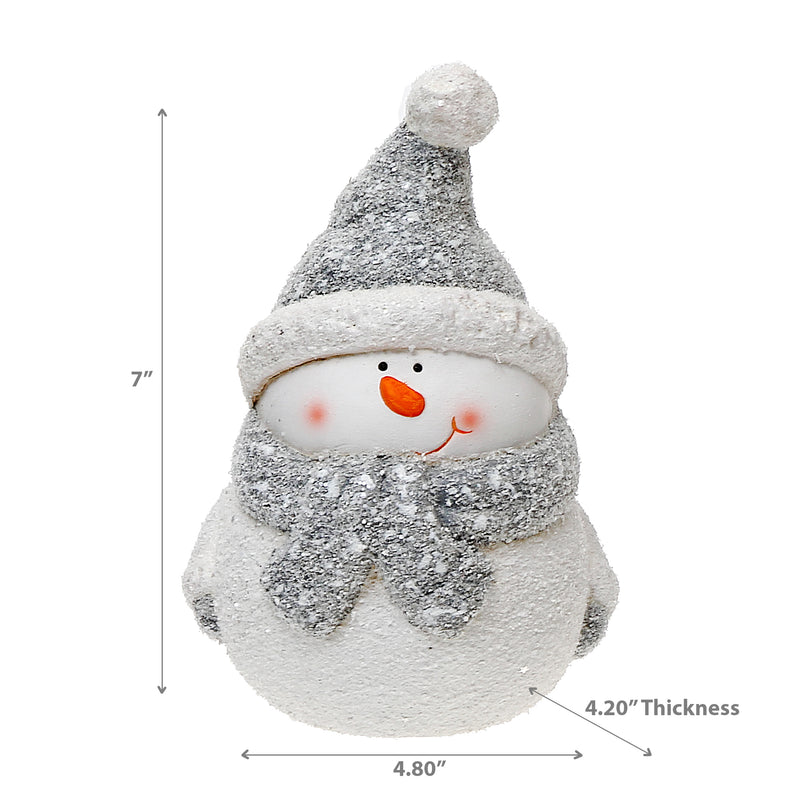 Christmas Ceramic Snowman Figurine With Toque 7"
