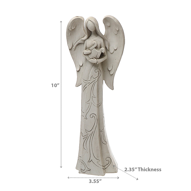 Christmas Polyresin Angel With Engravings - Set of 2