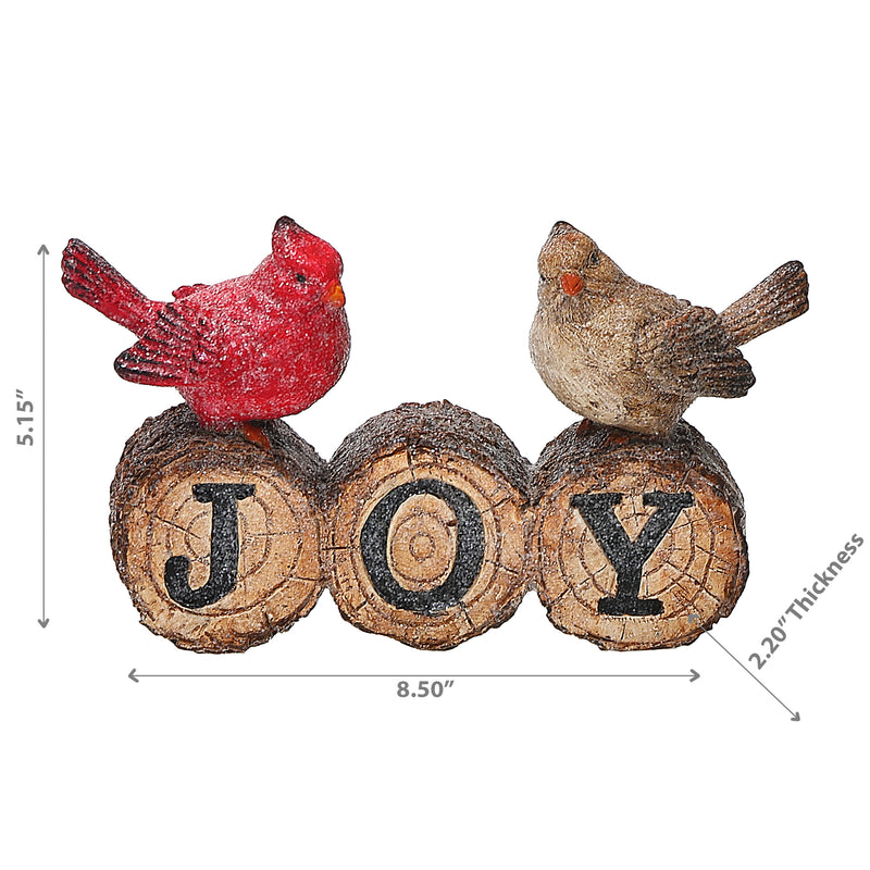 Christmas Polyresin Birds On Log Joy