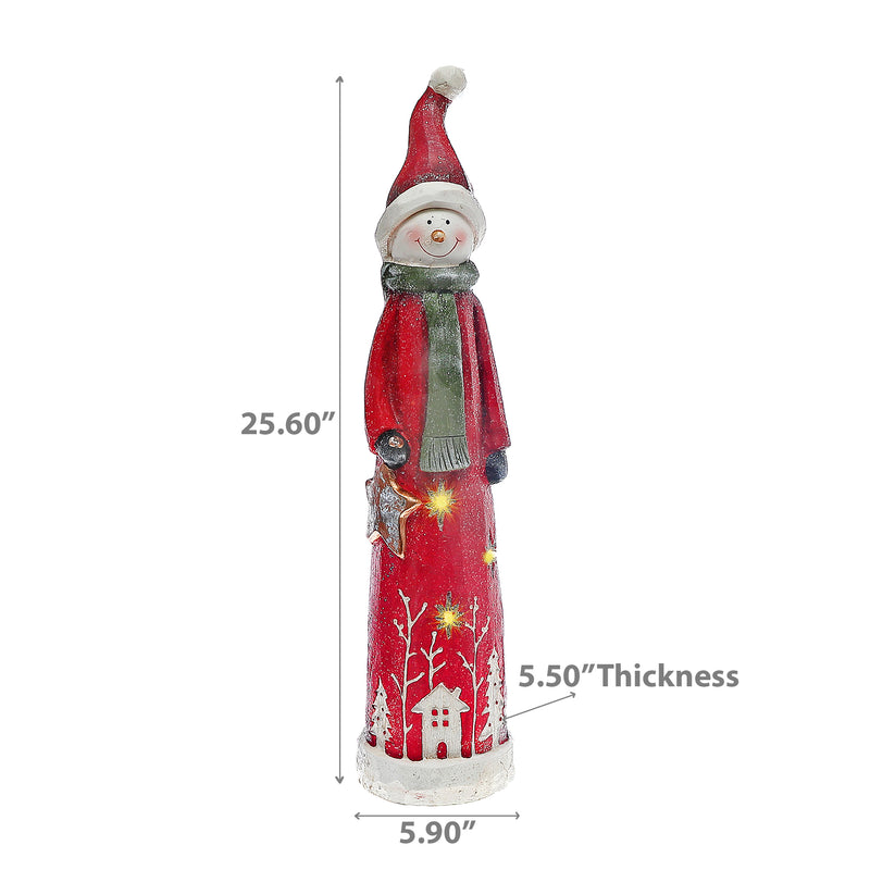Christmas Led Magnesia Tall Red Snowman Figurine