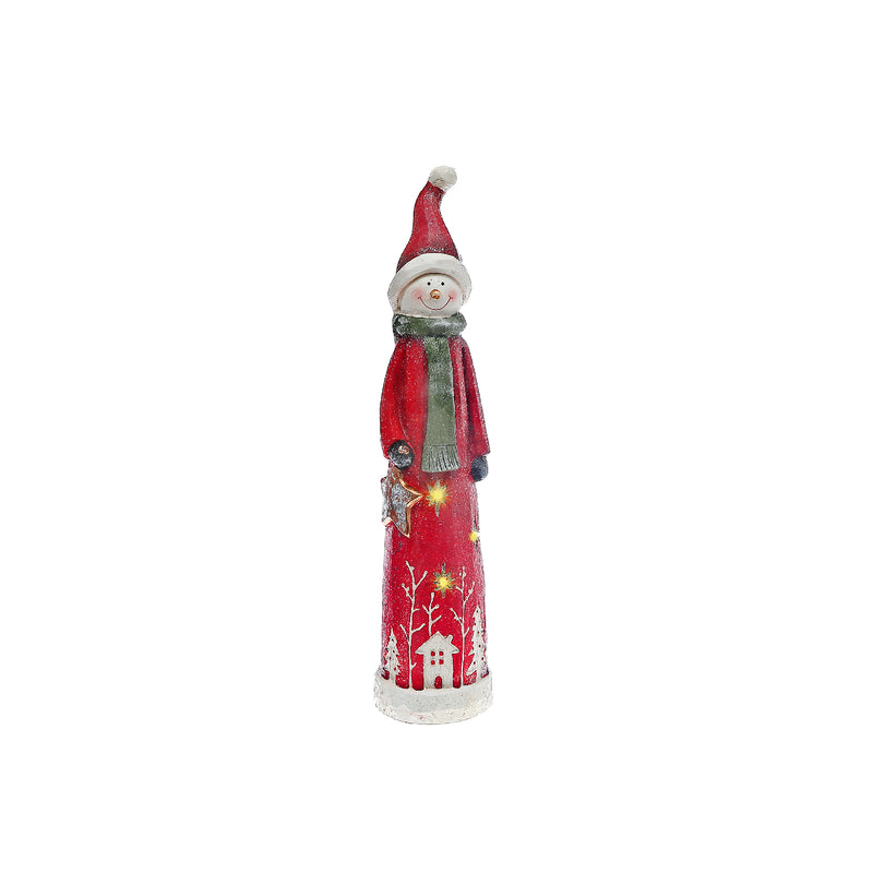 Christmas Led Magnesia Tall Red Snowman Figurine