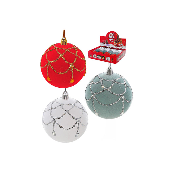 Christmas 10Cm Ornaments Glitter Drops   - Set of 12