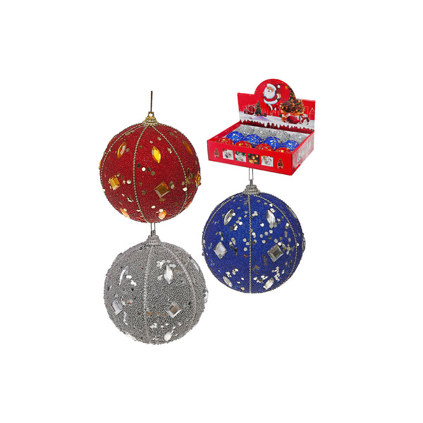 Christmas 10Cm Ornaments Beaded Gems   - Set of 12