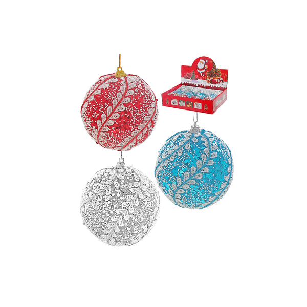 Christmas 8Cm Ornaments Lacy   - Set of 12