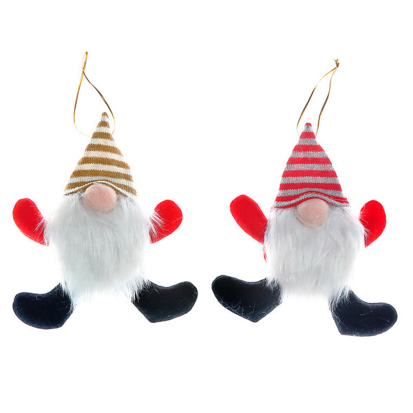 Striped Plush Gnome Ornament (Asstd) - Set of 12
