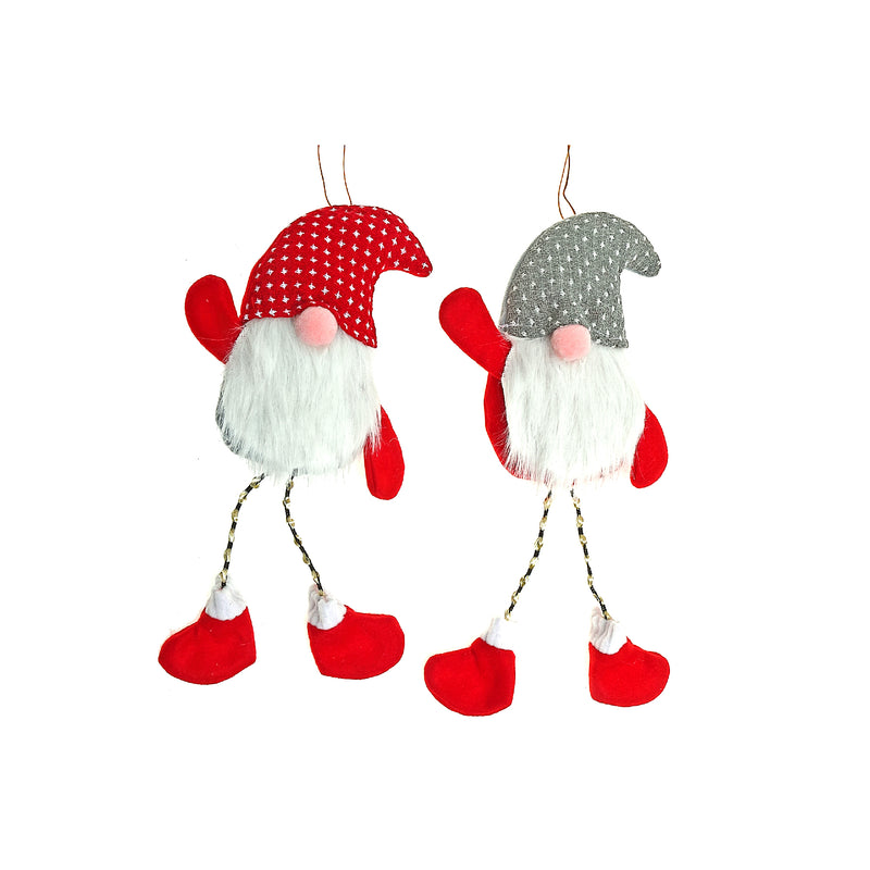 Plush Gnome Ornament With Dangly Legs (Asstd) - Set of 2