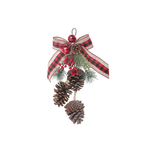 Berry Pinecone With Red Buffalo Bow Door Hanger