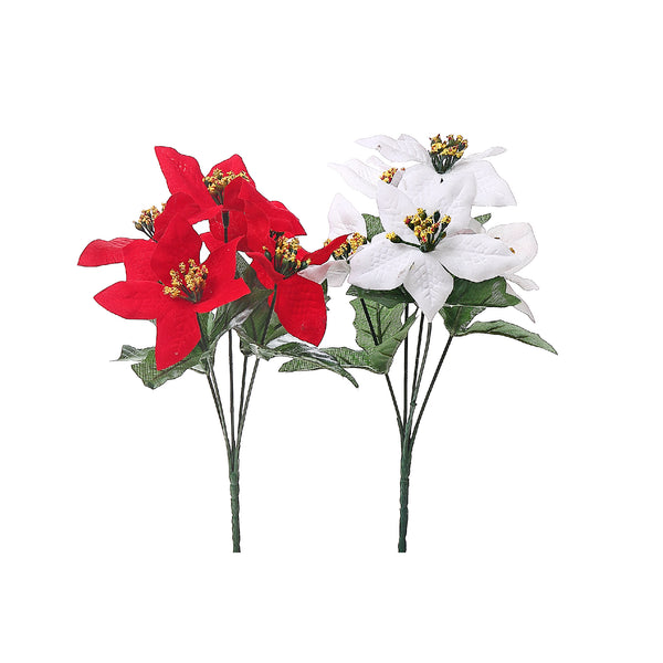 Christmas Poinsettia Bouquet 5 Head  - Set of 6