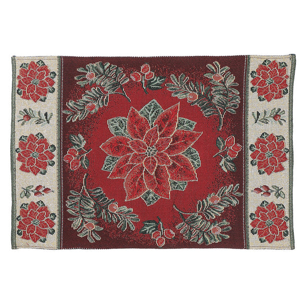 Tapestry Unbacked Placemat (Poinsettia) - Set of 12