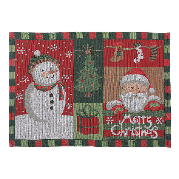 Tapestry Unbacked Placemat (Snowman Santa) - Set of 12