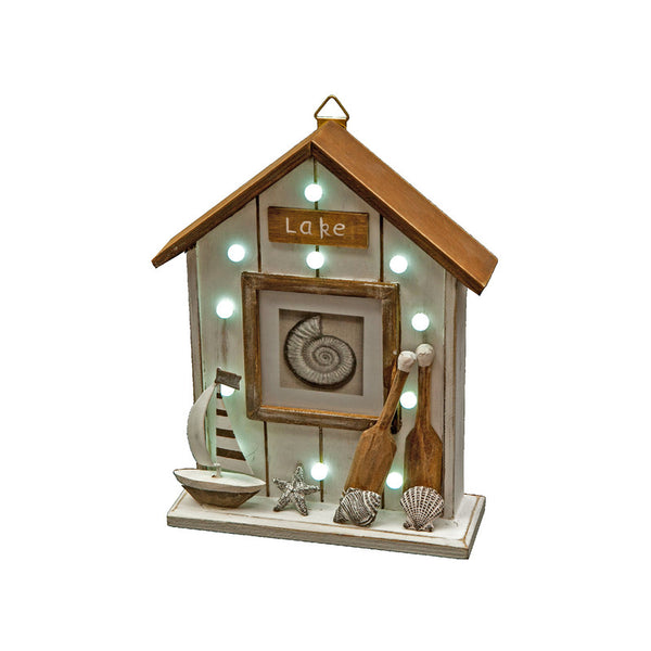 Led Brown Wooden Lakehouse (9") 
