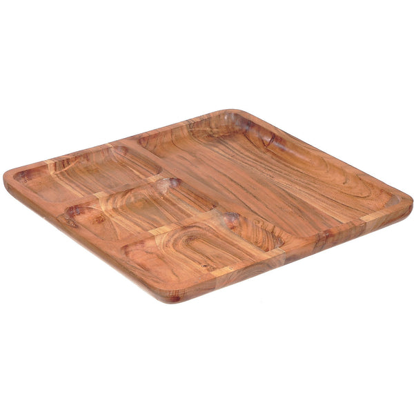 4 Section Wooden Square Serving Tray