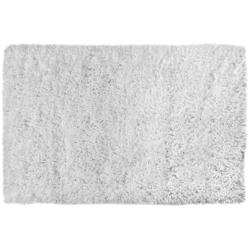 Handwoven Microfibre Shaggy Bath Mat (White) (20 X 32)