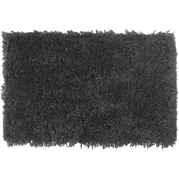 Handwoven Microfibre Shaggy Bath Mat (Black) (20 X 32)