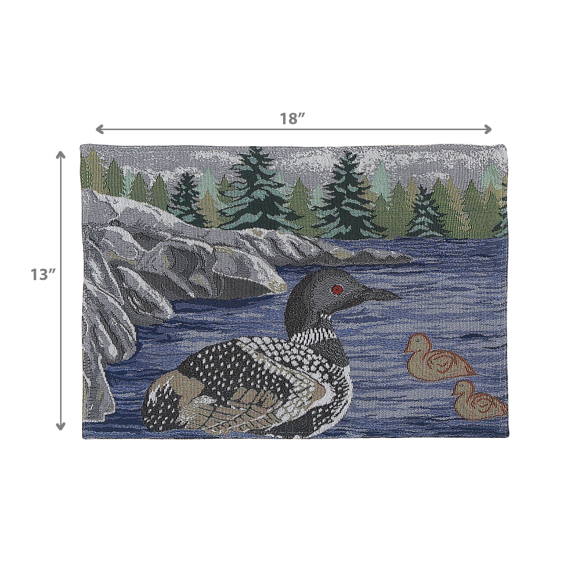 Loon Tapestry Placemat 13 x 18, Wildlife Cabin Decor, Rustic Cottage Dining Table Mat, Lodge Kitchen Accent, Set of 12