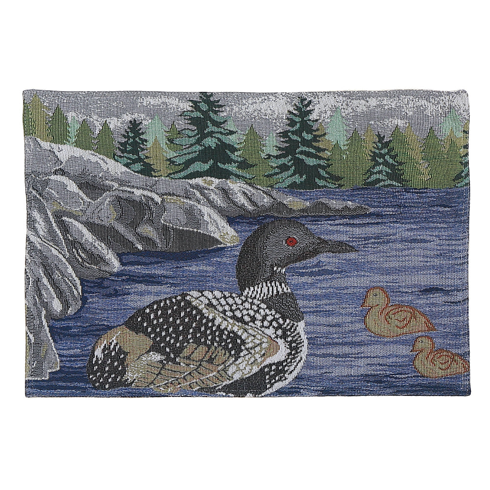 Loon Tapestry Placemat 13 x 18, Wildlife Cabin Decor, Rustic Cottage Dining Table Mat, Lodge Kitchen Accent, Set of 12